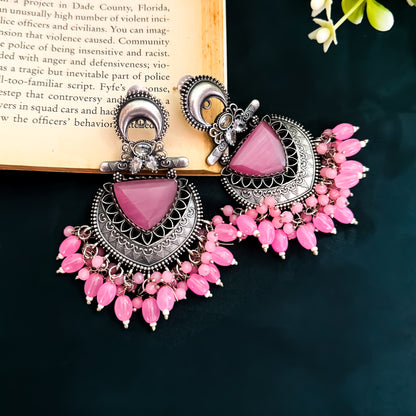 Monalisa Premium Brass Chabdbali Earrings - Pink