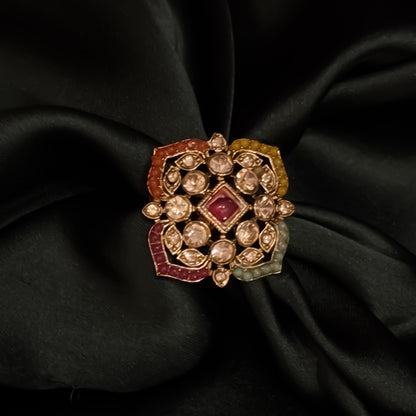 Kartika Jadau Adjustable Ring - Multi