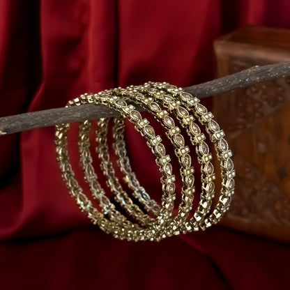 Rasika Jadau Reverse AD Premium Bangles (Set of 4) - Golden