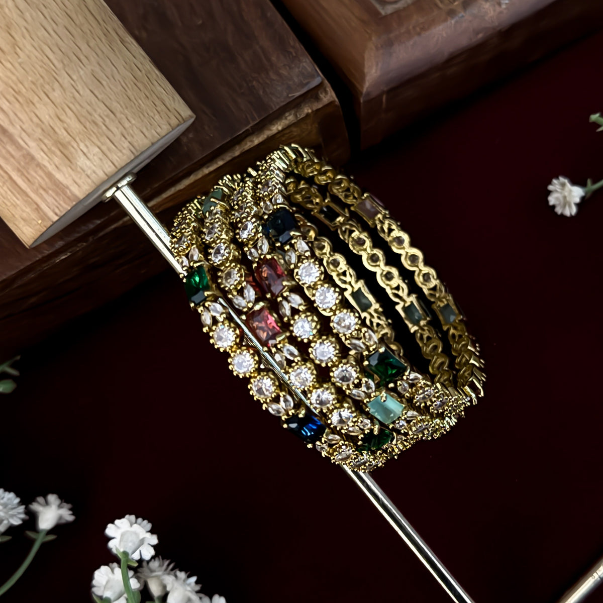 Multi Alvira Premium AD Bangles (Set of 4)