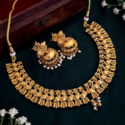 Priyati Peacock Temple Necklace Set