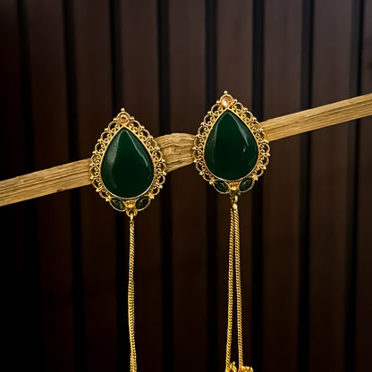 Oshin Kashmiri Dehjoor Ghunghroo Earrings - Green