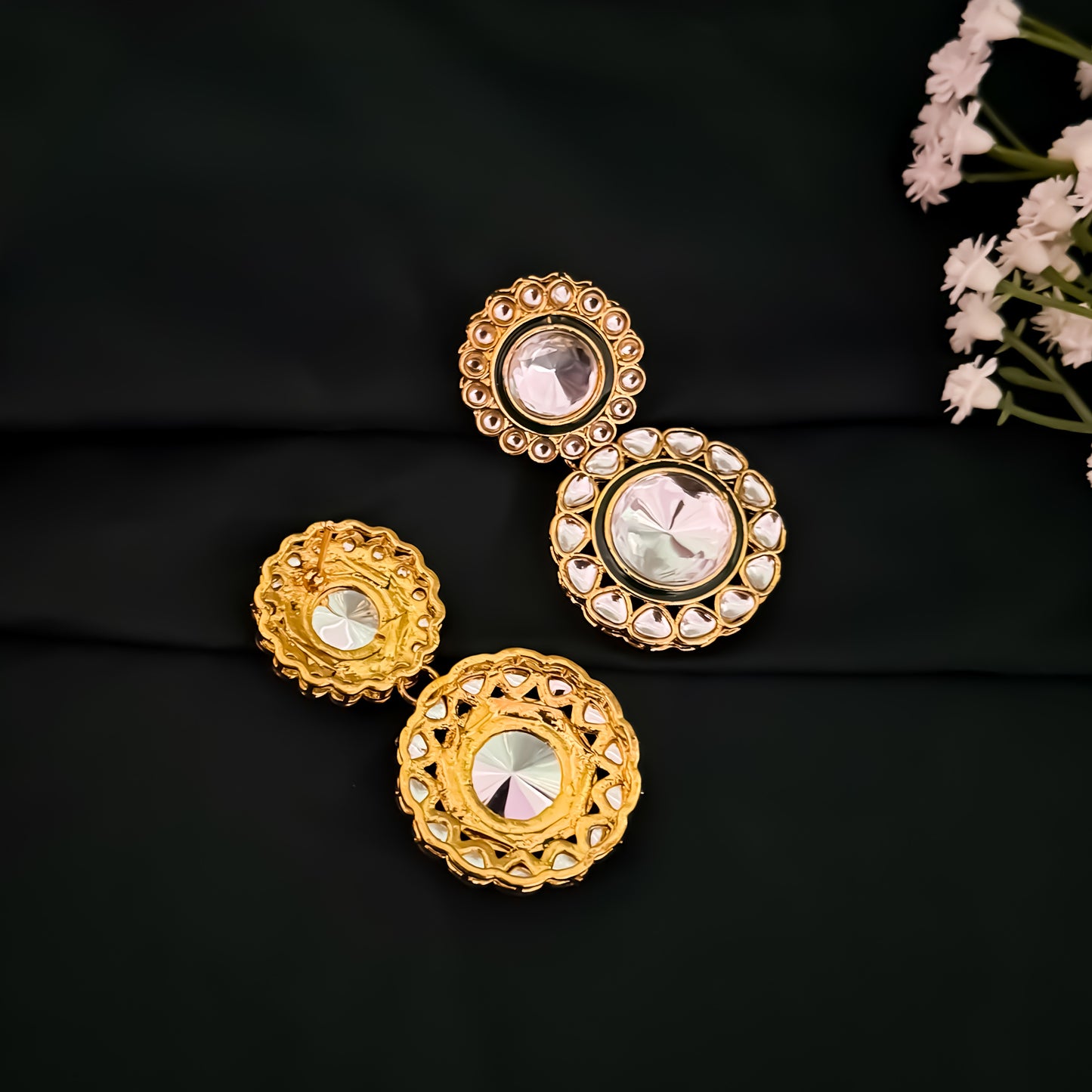 Falguni Kundan Long Necklace Set- Golden
