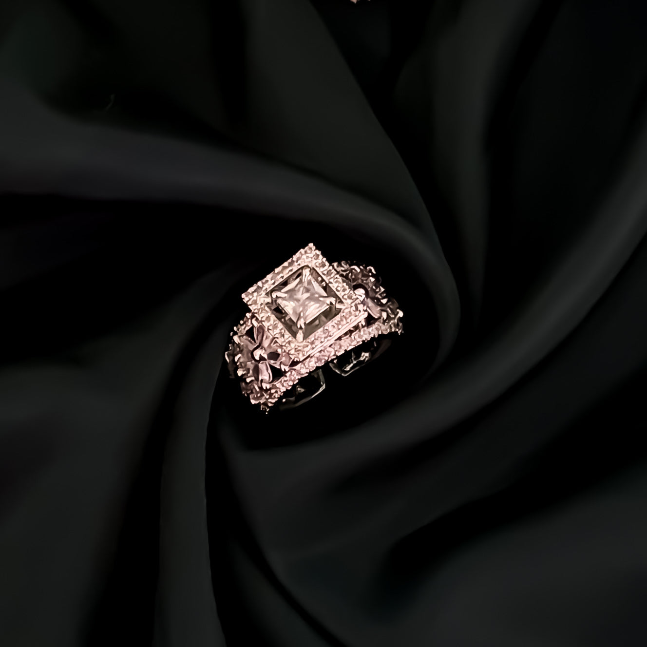 Say Yes American Diamond Silver Adjustable Ring