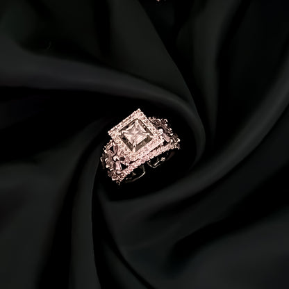 Say Yes American Diamond Silver Adjustable Ring