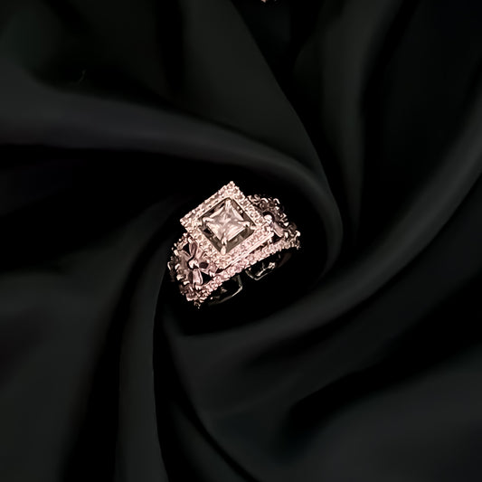 Say Yes American Diamond Silver Adjustable Ring