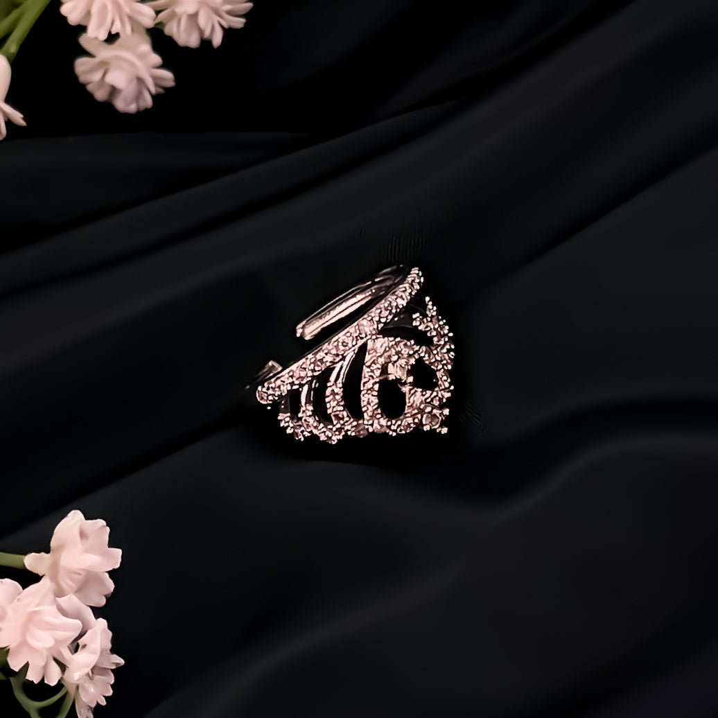 Crown Princess American Diamond Adjustable Ring - Silver