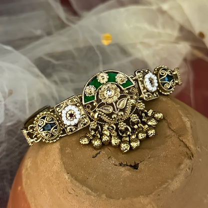 Green Afshan Kashmiri Ghungroo Adjustable Bracelet