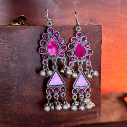 Chandrika Vintage Afghani Earrings - Purple