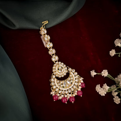 Shameena Premium Kundan Necklace Set - Pink