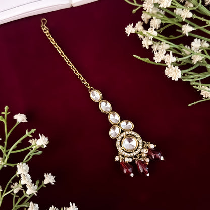 Maroon Sai Premium Kundan Necklace Set