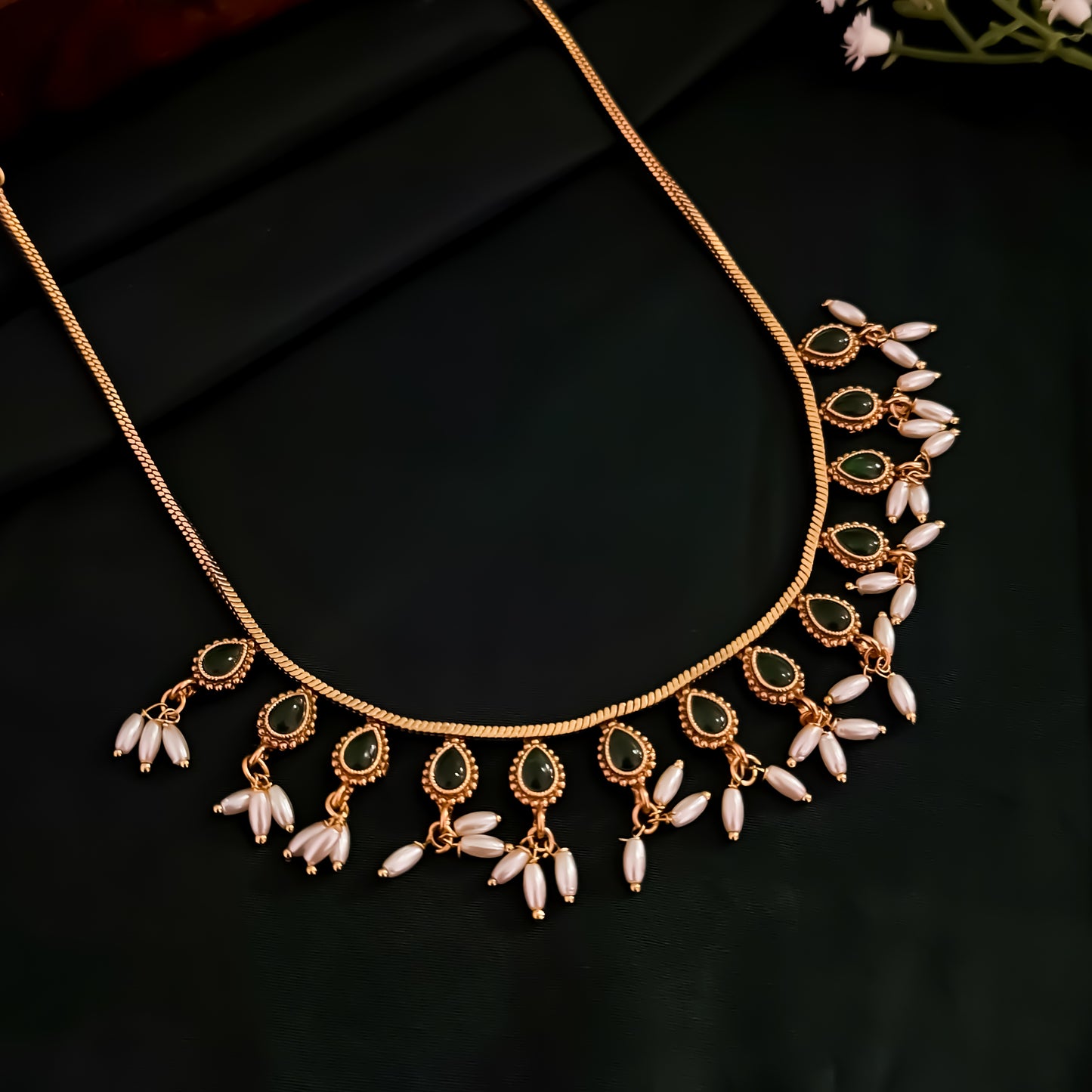 Prisha Pearl Necklace Set - Green