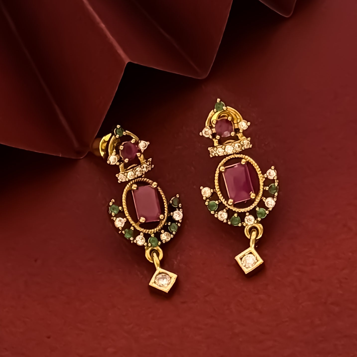 Varuna American Diamond Multicolor Earrings
