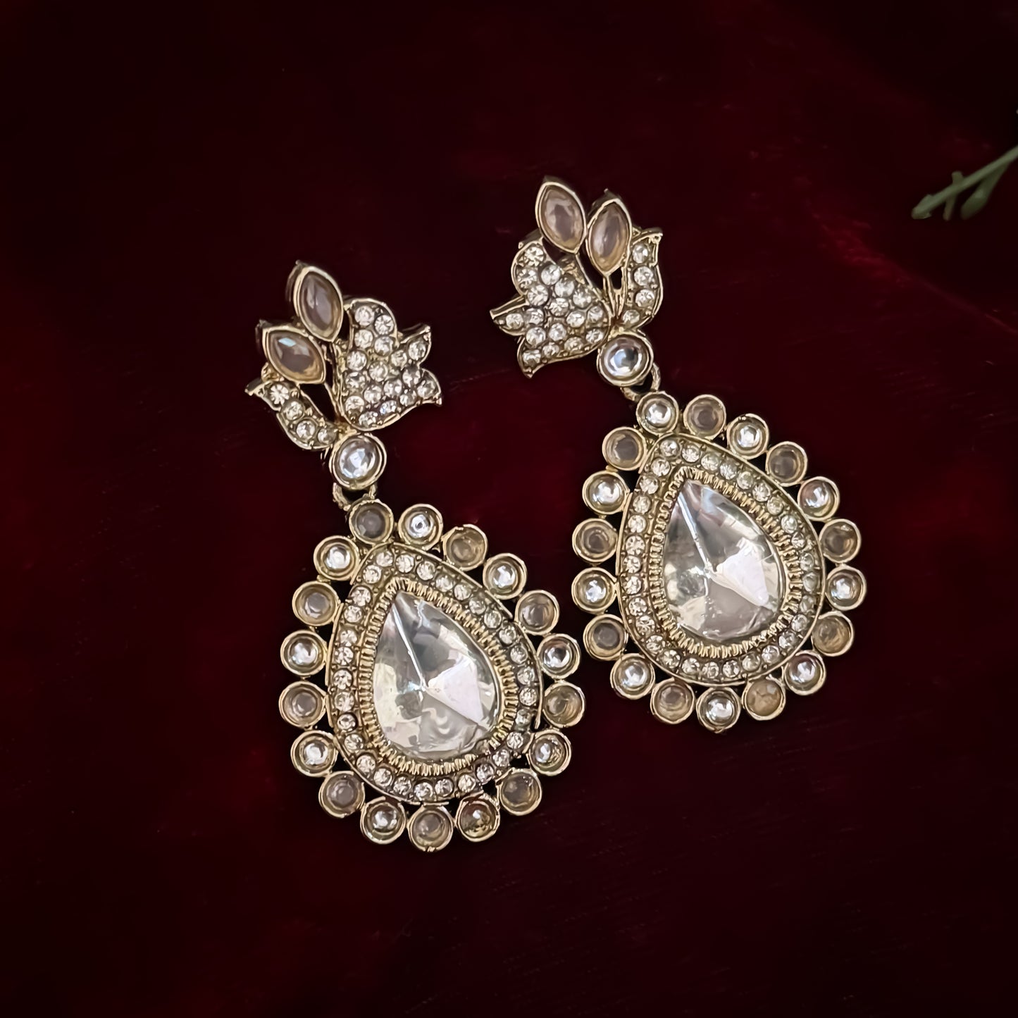 Mansi Kundan Drop Earrings - Pastel Pink