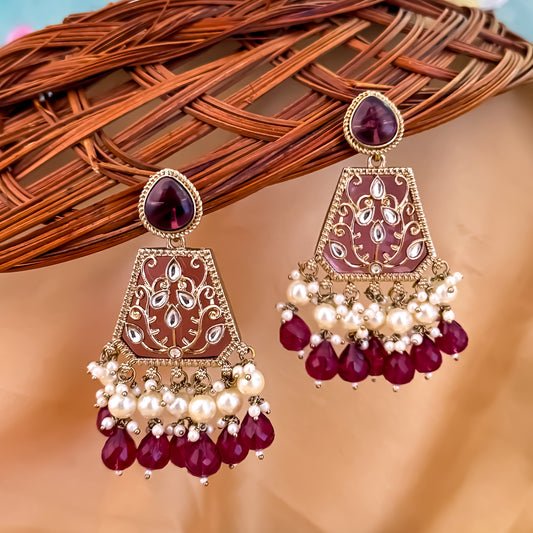 Sanskriti MOP Pearl Chandbali - Wine