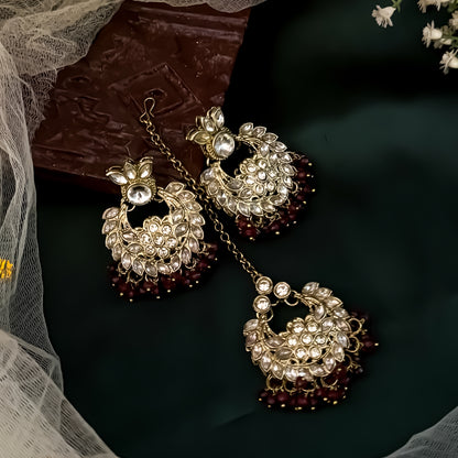 Harleen Premium Pearl Necklace Set - Maroon