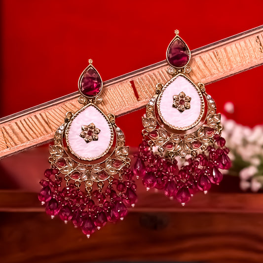 Suhana Chandbali Earrings - Wine
