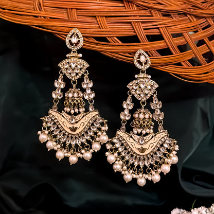 Rangat Jhumka Chandbali Earrings - Golden/Ivory