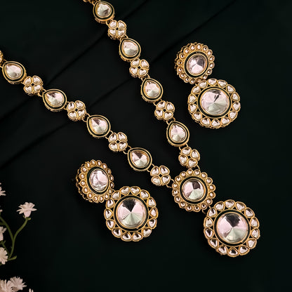 Falguni Kundan Long Necklace Set- Golden