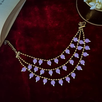 Ishana 3 Layer Pearl Detachable Earchains - Lavender