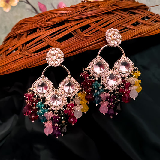 Manpreet Kundan Chandbali Earrings- Multi