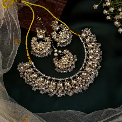 Harleen Premium Pearl Necklace Set - White