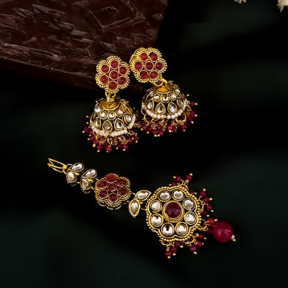 Etika Premium Kundan Necklace Set - Pink