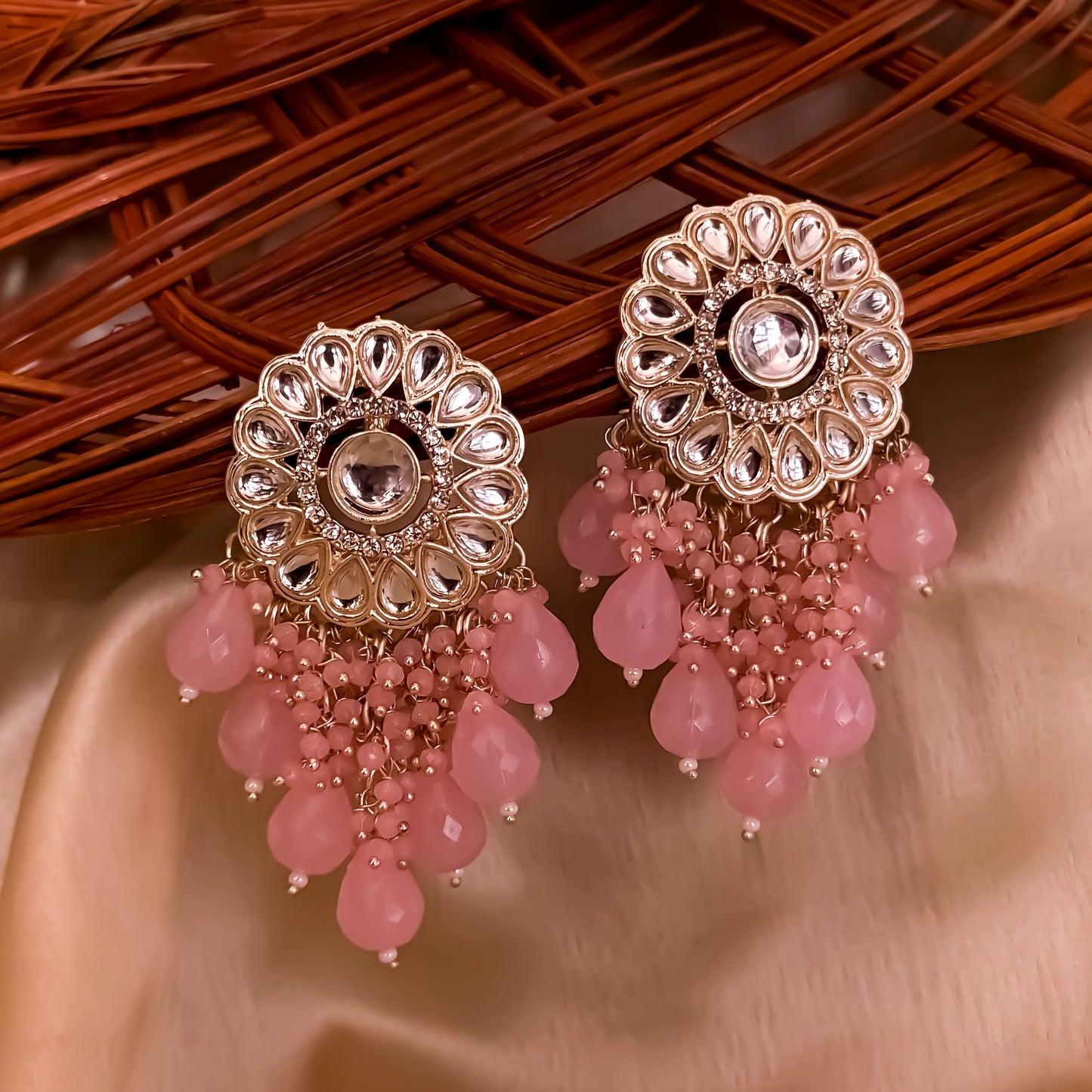 Myra Kundan Chandbali - Baby Pink