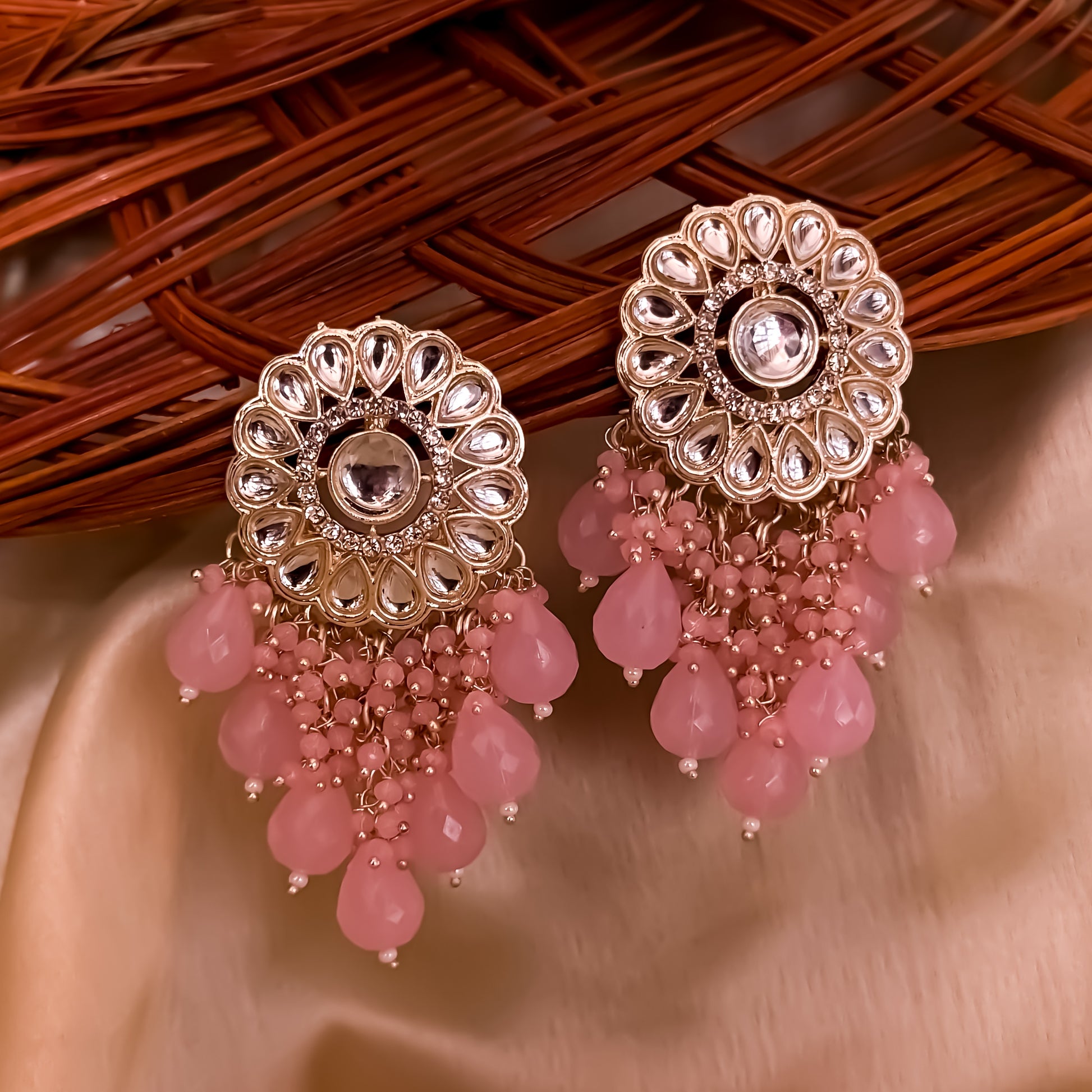 Myra Kundan Chandbali - Baby Pink