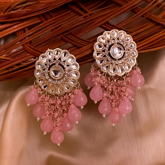 Myra Kundan Chandbali - Baby Pink