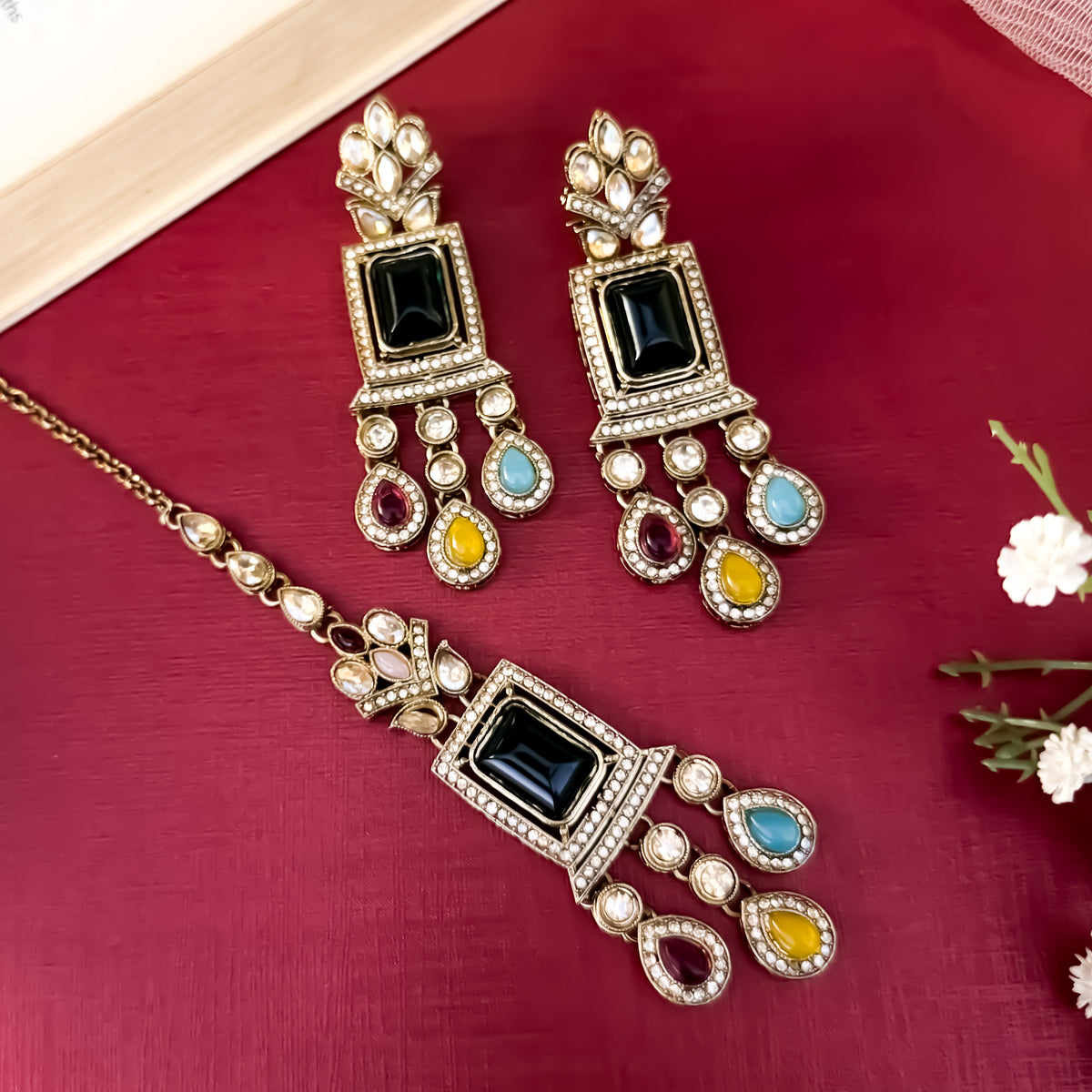 Multi Shehneel Kundan Choker Necklace Set