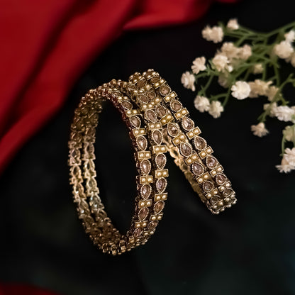 Rasika Jadau Reverse AD Premium Bangles (Set of 4) - Golden
