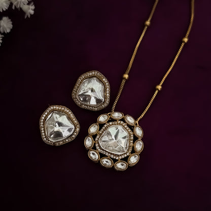 Miraya Polki AD Long Necklace Set with Earringa
