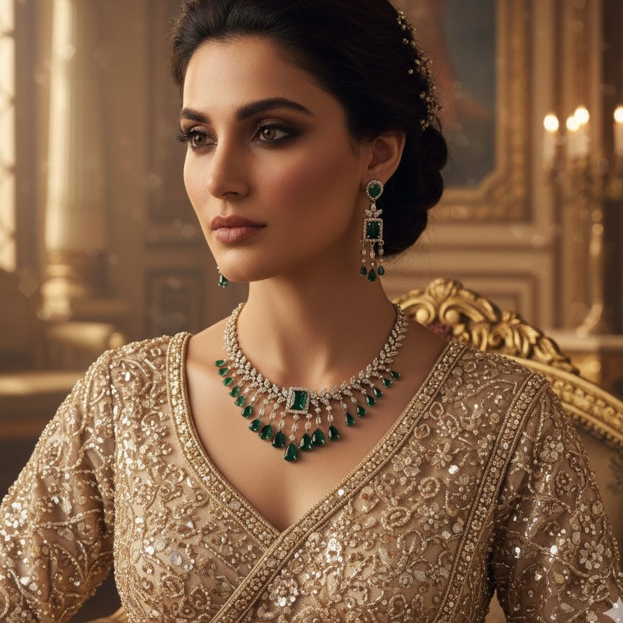 Nitara AD Necklace Set - Green