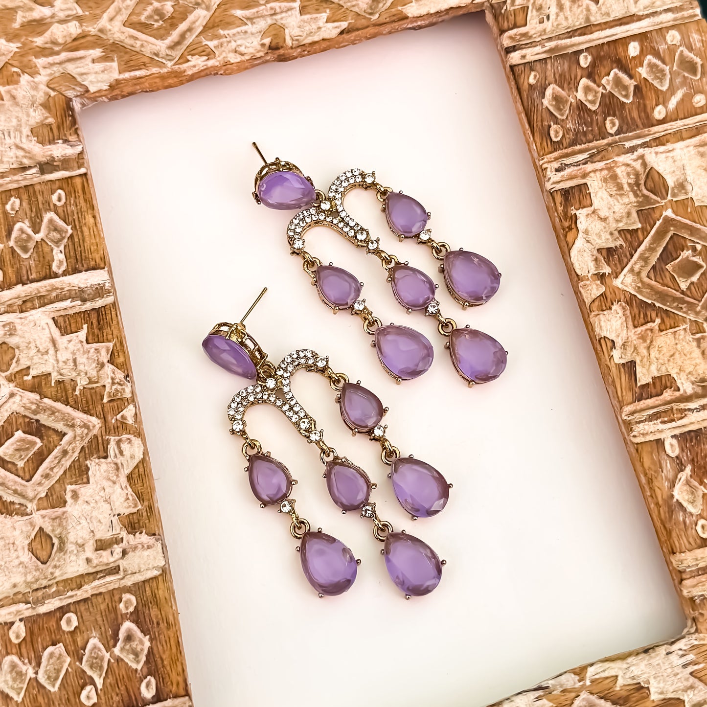 Sharon Chandelier Dangler Earrings - Lavender