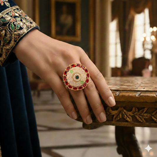 Sanchi Meenakari Ring - Pink