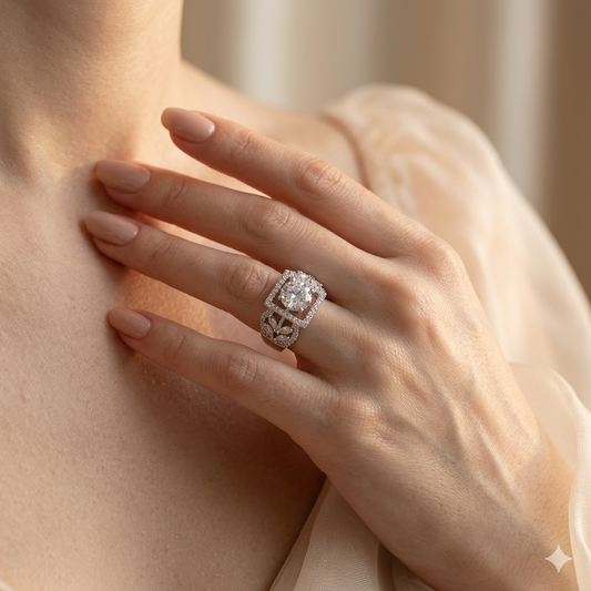 Eliza American Diamond (AD) Silver Adjustable Ring