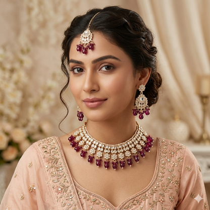 Suhaila Necklace Set - Wine