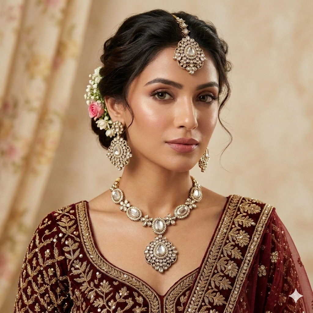 Vanshika Designer Zircone Golden Necklace Set