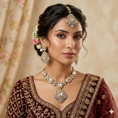 Vanshika Designer Zircone Golden Necklace Set