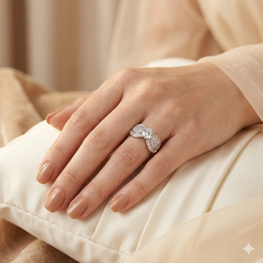 Ivanna Crown American Diamond (AD) Silver Adjustable Ring