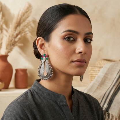 Oxidised Silver Stud Earrings