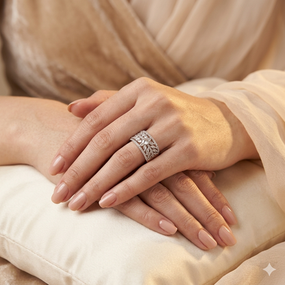 Siyasa American Diamond (AD) Silver Adjustable Ring