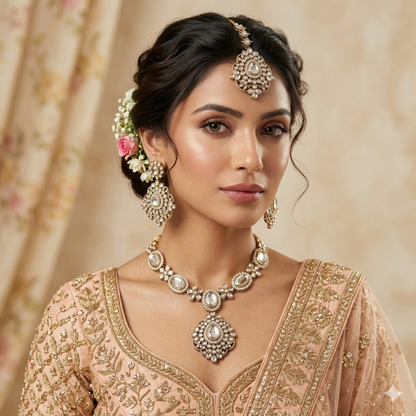 Vanshika Designer Zircone Golden Necklace Set
