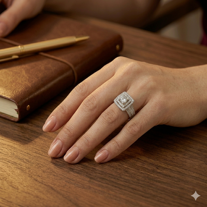Ellora American Diamond (AD) Silver Adjustable Ring