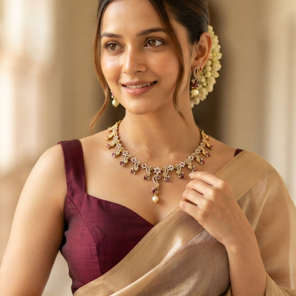 Peacock Pallete AD Necklace Set