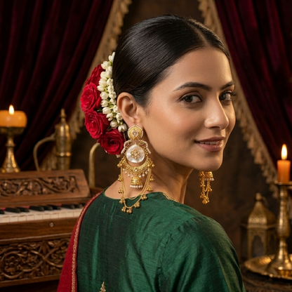 Rajshree Kashmiri Brass Dejhoor Ghungroo Jhumka Earrings - Ivory