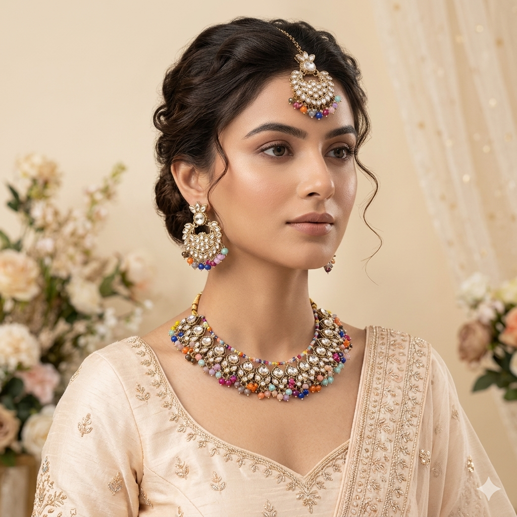Harleen Premium Pearl Necklace Set - Multi