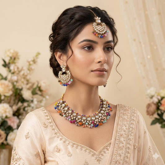 Harleen Premium Pearl Necklace Set - Multi