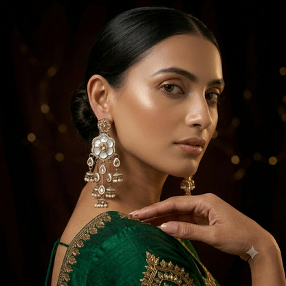 Tarini Jadau MOP Dangler Earrings - Golden